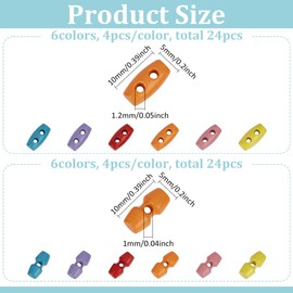 FINGERINSPIRE 48Pcs 1 Hole & 2 Hole Mini Alloy Toggle Buttons 10x5mm Colorful Tiny Sewing Horn Toggle Buttons 6Colors Micro Olive Shape Sewing Buttons Small Bowling Sewing Buttons for DIY Sewing Craft