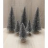 Unbranded Set Of 6 Silver Bottle Brush Christmas Trees 9"