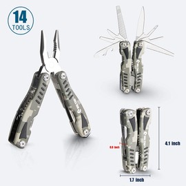 14-in-1 Multitools Pliers, Foldable Pocket Tool, Multifunctional Pliers, Bottle Opener, Saw and Screwdriver Ideal for Outdoor, Camping