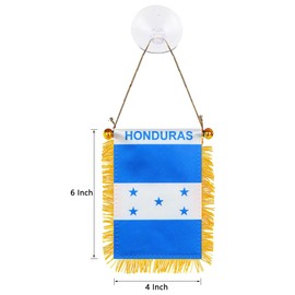 GSYLPFT 4 X 6 Honduras Flag Small Mini Honduran Flags Banners for Car Rearview Mirror Window Hanging Decor with Suction Cup & Fringy