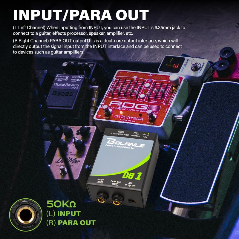 Bolanle Passive 1-Channel Direct Box DI for Guitar, Bass &