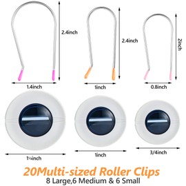 20 Pieces Assorted Hot Roller Clips Replacements, Fits Most Sized Rollers Curlers (Large, Medium, Small)