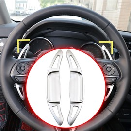 MYMOCCY Aluminum Gear Shifter Cover Compatible for Toyota Camry 2018-2024, Corolla RAV4 Avalon 2019-2024 Steering Wheel Shift Paddle Extension Trim Silver Color