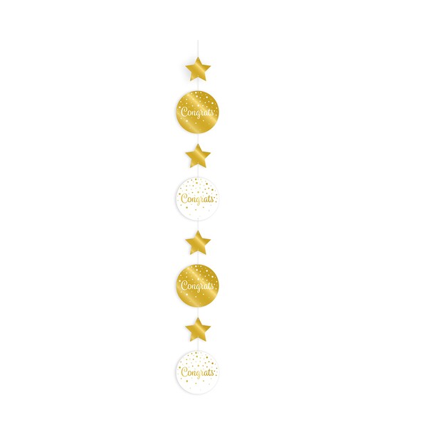 PD-Party 7023213 Plastic Hanging Party Decoration - Congrats, Gold/White, 14