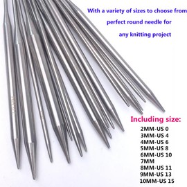 Mdoker Circular Knitting Needles Set with Tote Bag 32-inch Long Knitting Needles Round Needles,Metal Knitting Needles for Beginners,Scarves Blankets