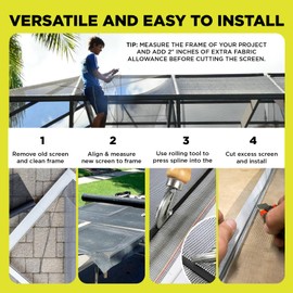 DOCA 96 in x 100 ft Window Screen Mesh - Window Screen Replacement, Fiberglass Mesh Roll for Window, Patio Screen, Porch Screen, or Door - Charcoal