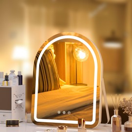 AOBEO Makeup Mirror with Lights, 14" x 18" Vanity Mirror with Lights, Lighted Makeup Mirror, 3 Color Modes, Dimmable Light, 360° Rotation