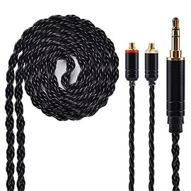 6 Core Upgrade Silver Plated Replacement Cable, Black MMCX Detachable Earphone Cable Replacement Earphone Wire for Shure 846 535 215 315 425 MAGAOSI K5 LZA4 A5 (3.5mm Audio Jack, MMCX)