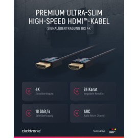 Clicktronic Casual Ultraslim High Speed HDMI cable with Ethernet (4K Ultra HD, 3D-TV, ARC) 0.5 m