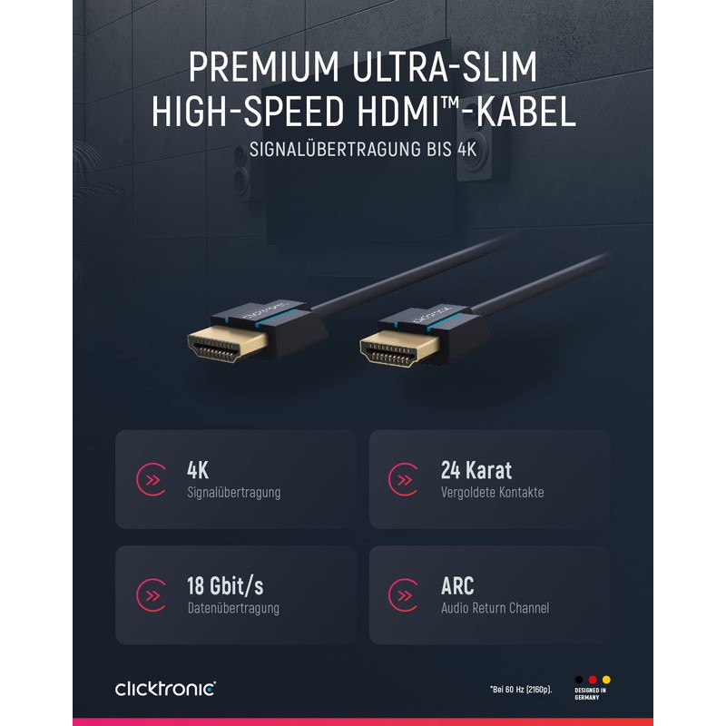 Clicktronic Casual Ultraslim High Speed HDMI cable with Ethernet (4K