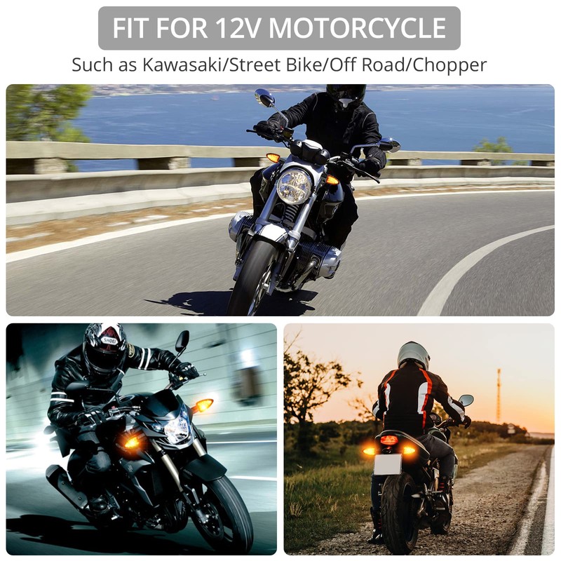 Justech 4PCS Motorcycle Indicators 15 LEDs Motorbike Turning Indicators Waterproof