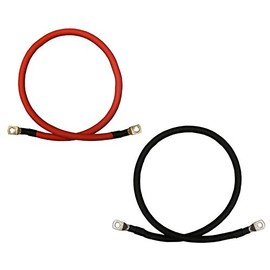 1/0 AWG Gauge Red + Black Pure Copper Battery Inverter Cables Solar, RV, Car, Boat 18 in 5/16 in Lugs