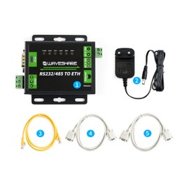 Waveshare Industrial RS232/RS485 to Ethernet Converter Dual Serial Ports TCP Server TCP Client UDP Server UDP Client HTTPD Client Supports Customized Webpage DNS Domain Name Resolution