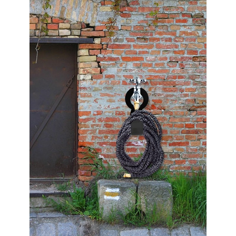 Soporte de Pared para Manguera de Jardín Negro 2 Piezas