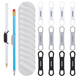 ElevateTech 12 Pack Magnetic Pen Holder for Refrigerator, Adjustable Pen Pencil Holders Silicone Flexibl Pencil Holderfor Whiteboard Desk Clipboard Desk Accessories & Teacher Supplies(WhiteBlackGrey)