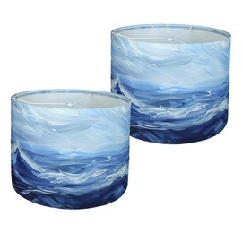 Decorative Medium Lamp Shade Polyester Fibre Printed Abstract Sea Waves Drum Shade for Table Lamp & Bedside Lamp, 13 "Top x 13" Bottom x 10 "Heigh,Includes 2pcs