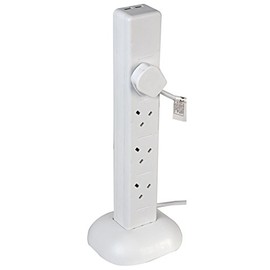 Extension Tower 8 Gang with 2 USB WHT 1M, Power Outlet Strips Electrical, Qty X 1