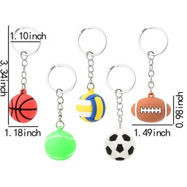 Sports Keychains Gifts for Son Daughter Birthday Gift for Sport Player Coaches Basketball Football Keychain for Boy Girl Sports Set Keyring Volleyball Tennis Keyring for Women Men Rugby Keyfob 5Pcs
