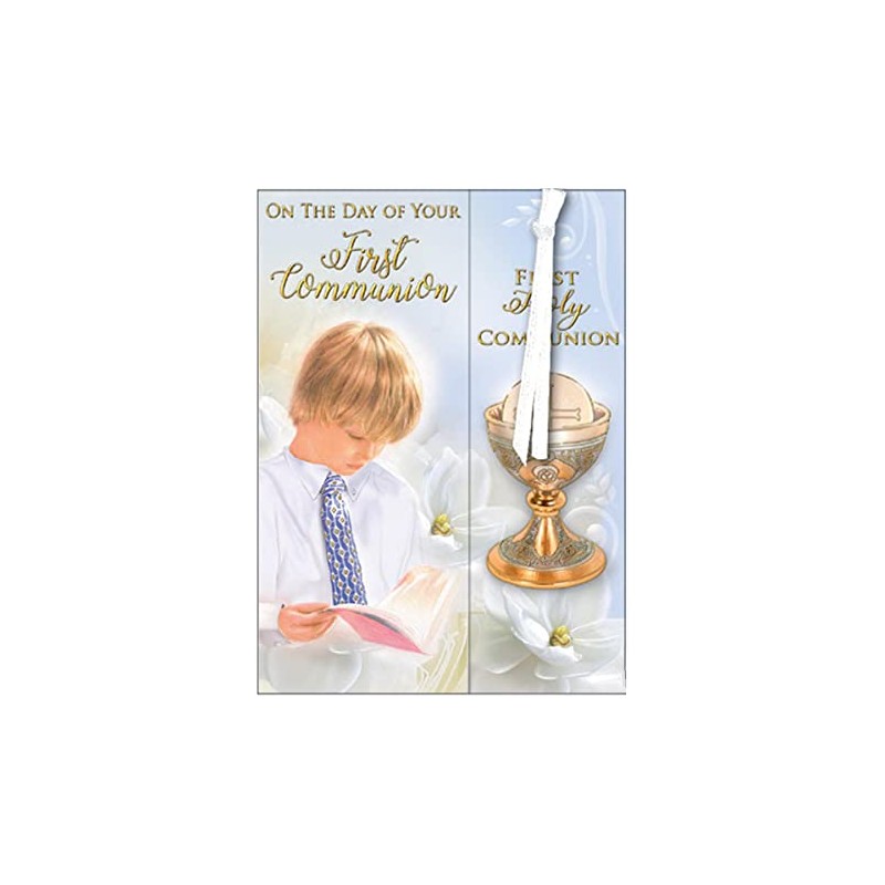 First Holy Communion Card and Envelope with Bookmark Gold Detail