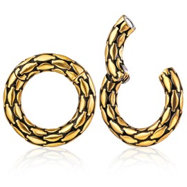 LADEMAYH - Pesas hipoalergénicas para orejas estiradas, diseño único de textura tejida en forma de aro, acero inoxidable de grado médico, apto para joyas de piercing corporal de 0 a 1 pulgada, cómodas