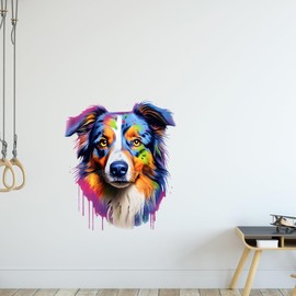 GRAZDesign Wall Sticker Dog Australian Shepherd Colourful Cool Wall Sticker for Teenager's Room, Children's Room, Living Room Wall Sticker - 59 x 50 cm
