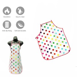 SUL PVC Apron for Women, Chefs Apron, Adjustable Wipeable Waterproof aprons for Dishwashing Men Women Perfect for Kitchen Cooking Butcher Dog Grooming Cleaning fish BBQ Coffee House (Polka Dot)