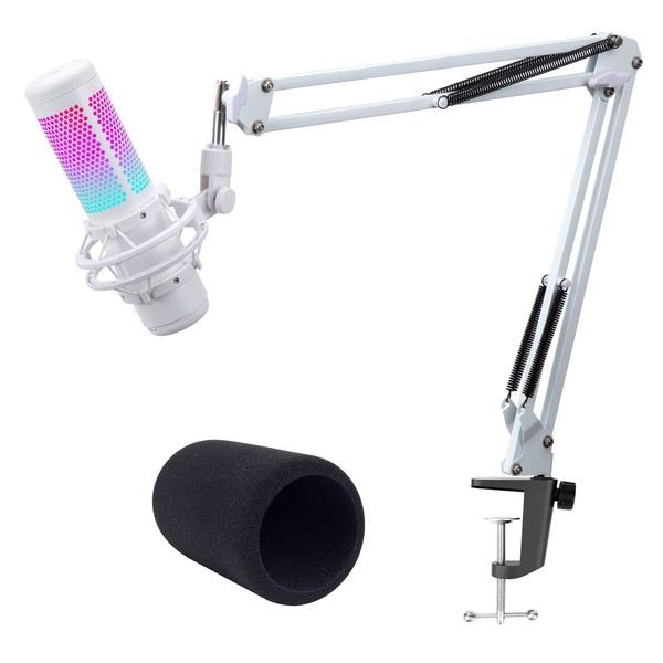 White Boom Arm for HyperX QuadCast S - White Mic