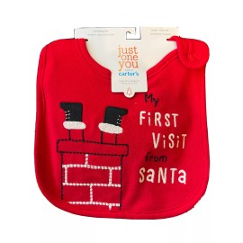 Carter's Just One You "My First Visit From Santa" Christmas Holiday Teething Bib