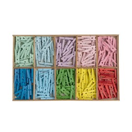 Ideen mit Herz Mini Wooden Pegs, Pack of 200, Small Clothes Pegs, 2.5 cm High, for Photos on Cord Ribbon, Photo Wall, Advent Calendar, Bunting, Money Gifts, Decoration for Christmas, 10 Colours