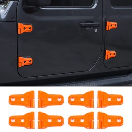 8PCS Door Hinge Cover Trim Accessories for 2018-2024 Jeep Wrangler JL JLU for 2020-2024 Jeep Gladiator JT (Orange)