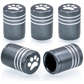 MEAJOO 5PCS Cat Dog Paw Tire Valve Stem Caps, Aluminum Air Caps Cover, with Plastic Liner Corrosion Resistant Leak-Proof, Universal for Cars, SUVs, Bikes, Trucks and Motorcycles (Gray)