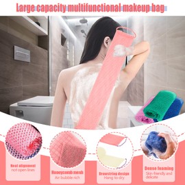 2 Piece African Exfoliating Net for Body, African Bath Net Sponge, African Wash Net, African Shower Net Bath Sponge Scrubbing Rag Body Scrubber Back Scrubber Skin Smoother for Women Men Daily Use (Beige,Pink)