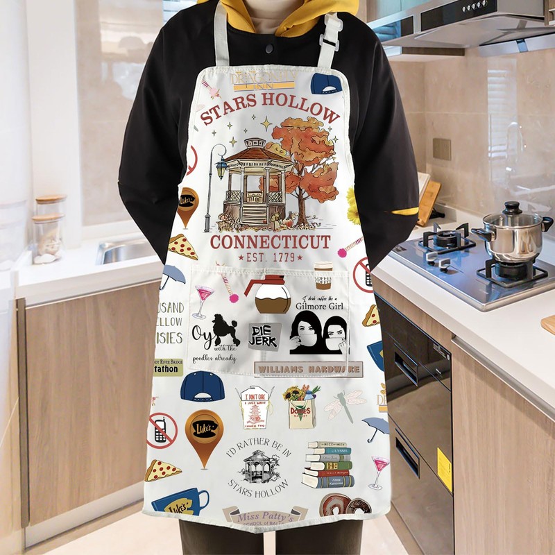 JTOUK Star Hollow Inspired Kitchen Apron Gilmore Fans Gift TV