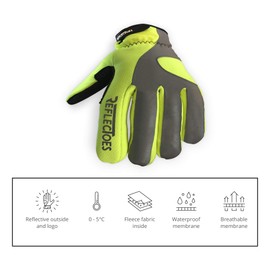 Fluorescent Reflective Winter Gloves - Cycling Running Walking - Waterproof M