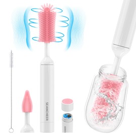 Electric Bottle Brush Cleaner, Silicone Baby Bottle Brush, Waterproof Electric Baby Bottle Brush Cleaner with Silicone Bottle/Nipple/Straw Brush, 360° Rotation – Perfect Essentials for New Parents
