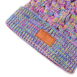 PONCEAU Winter Hats Children Girls Warm Soft Winter Hats with Two Pompoms Baby Bobble Hat Children for Girls Boys, Colourful