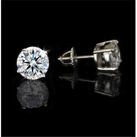 Venetia Spectacular 10 Hearts & 10 Arrows Cut Simulated Diamond Stud Earrings Screw Back 925 Silver 1 2 4 Carats (6mm, 1 carat each side)