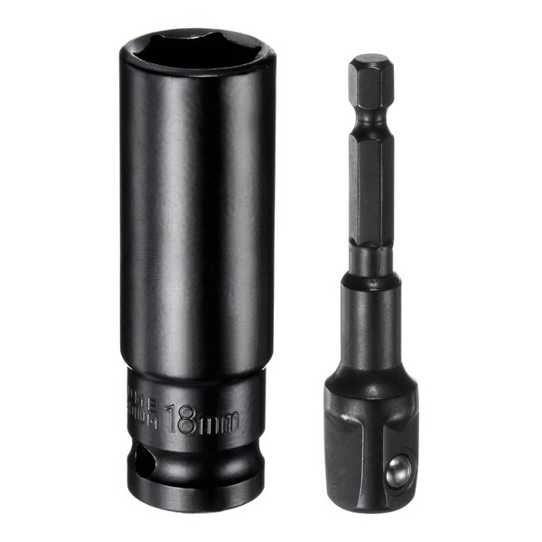 uxcell 1/2" Drive 18mm 6-Point Deep Sockets 3" Length with