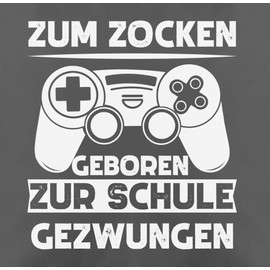 Cushion Cover – Statement Cushion with Sayings – Zum zocken geboren Schule gezwungen – 50 x 50 cm – Grey – Printed Gamer Cushion + Cushion + Saying, Gamer Cushion Cover