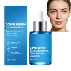 Suero facial de hidratación con péptidos de cobre, suero facial antienvejecimiento, sueros faciales reafirmantes y reafirmantes, hidratante facial antiarrugas y rellenadora (1 UNIDADES)