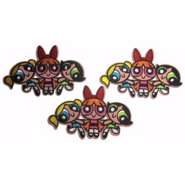 Classic Cartoon Cute Superhero Girls Group 3" Tall Embroidered Iron On Patch Set of 3
