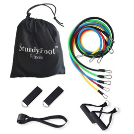SturdyFoot Set of 11 Resistance Bands Workout Exercise Pull Rope Yoga Fitness 5 Fitness Tubes Complete Home Gym Fitness