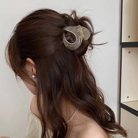 Inateannal Vintage Kleine Krallenhaarspangen Für Frauen Beige Mittelgroße Haarklammer Kunststoff Dickes Haar Rutschfeste Krallenclips Starker Halt Haarzubehör