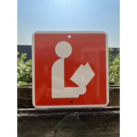 Orange LIBRARY Reading Book Metal Sign 6”x6” (NEW)