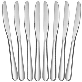 LEKAYIHU 8Pcs Stainless Steel Dinner Table Knives Set, Butter Knives,Reusable Flatware for Home Party Outdoor Camping, Dishwasher Safe (silver)