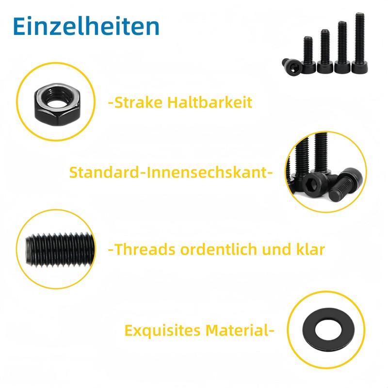 WZHUIDA 1080 Piece M2 M3 M4 M5 Screws Set, Black