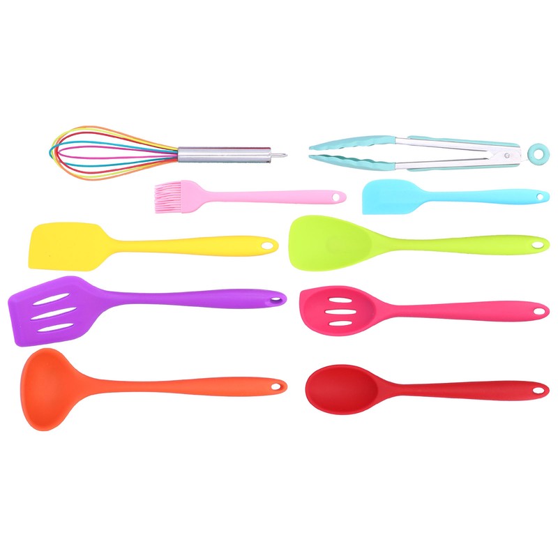 10Pcs set Silicone Kitchen Utensils Kitchenware Non Stick Spatula Spoon