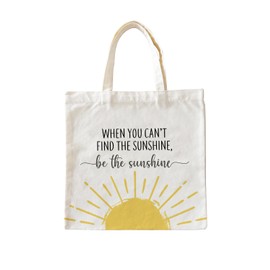 Zeghk Motivational Canvas Tote Bags for Women, Inspirational Sunshine Gifts for Women, When You Can't Find the Sunshine Be the Sunshine Tote Bag, Reusable Grocery Bags Shopping Bags
