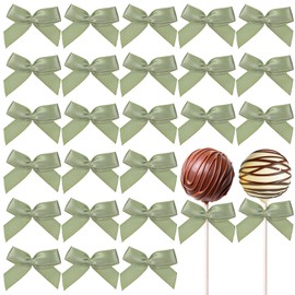 JarThenaAMCS 100Pcs Sage Green Mini Satin Ribbon Bows No Twist Tie Bow Spring Summer 1.5 Inch Green Gift Wrapping Premade Crafts Bows for Wedding Baby Shower Easter Birthday Decor