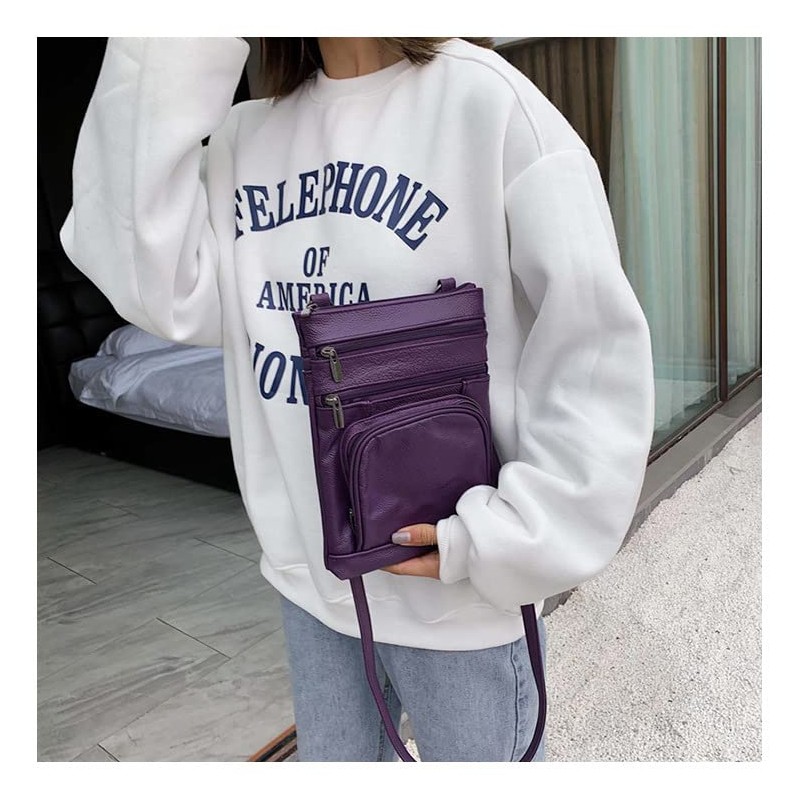 ShopINess Genuine Leather Shoulder Bag for Women, Purple
